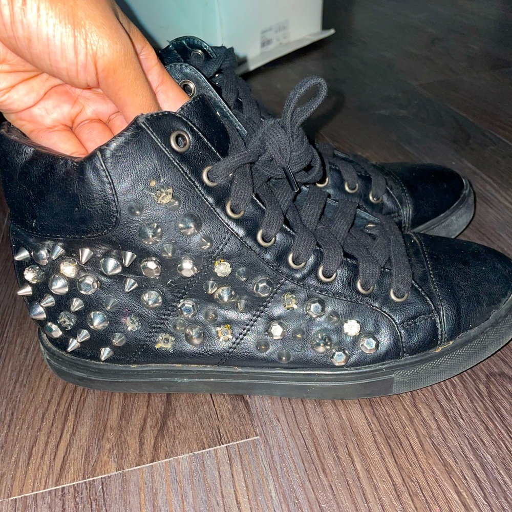 Top Shop Black Studded Sneakers size 8.5